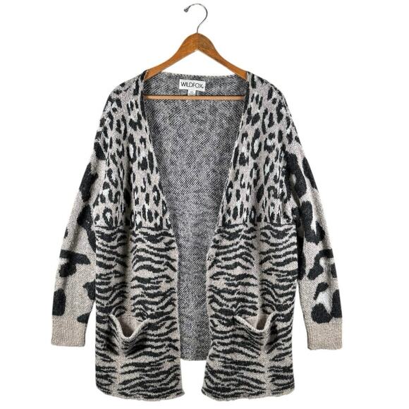 Wildfox Leopard Animal Print Wool Alpaca Mohair Blend Oversized Cardigan | XS - Picture 5 of 11